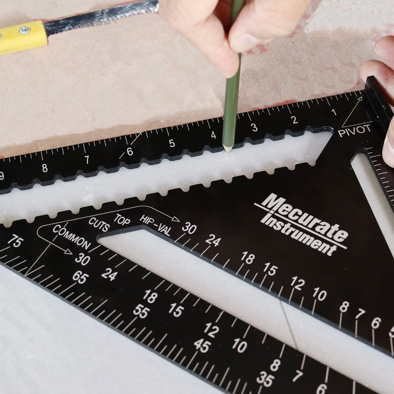 Mecurate Rafter Square, 12 inch Triangle Carpenter Square Die-cast Aluminum for Woodworking and Carpentry - NewNest Australia