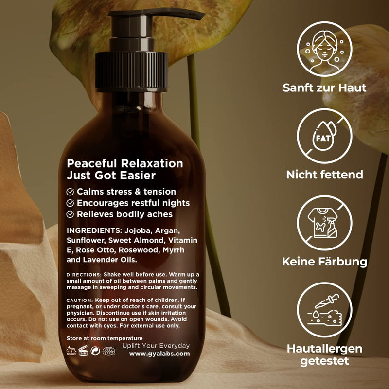 Gya Labs Anti-Stress Massage Oil For Couples - Muscle Soreness Oils For Massage Therapy And Skin - Made From Lavender, Rose Otto, Rosewood, Myrrh, Jojoba And Argan Oil (200Ml) - NewNest Australia