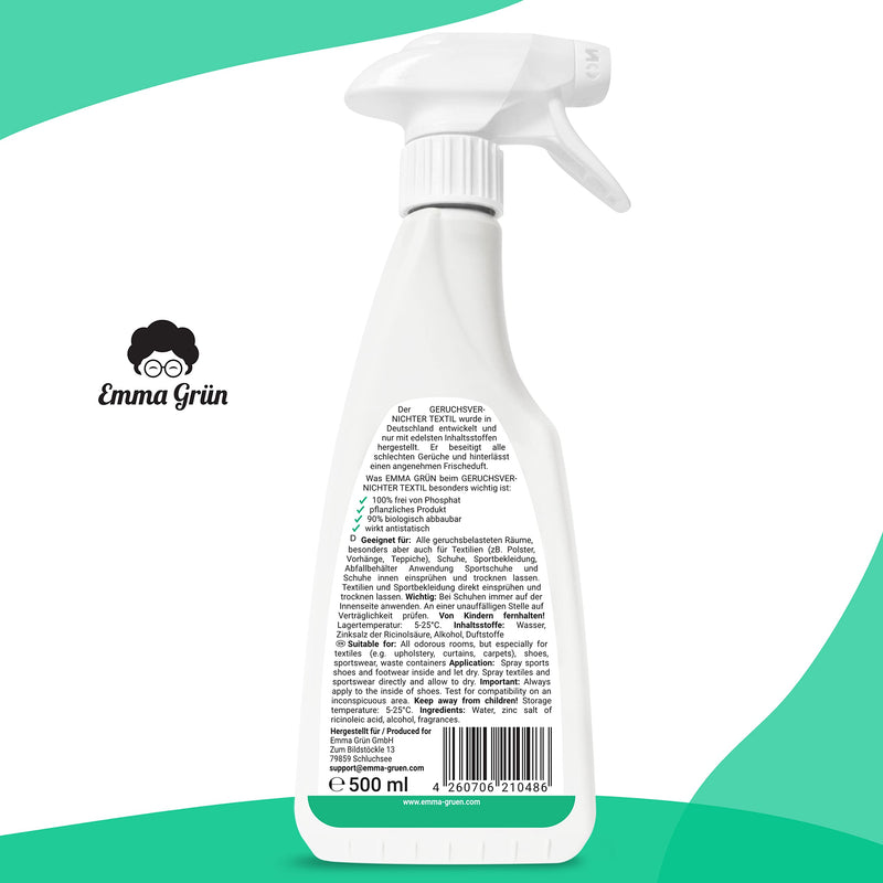 Emma Gr√ºn Odor Remover Spray For Shoes, Car, Home & Pets, 500 Ml, Odor Neutraliser For Home, Rooms, Cat Litter Tray, Cat Urine Odor Remover, Extreme Shoe Spray Against Odour - NewNest Australia