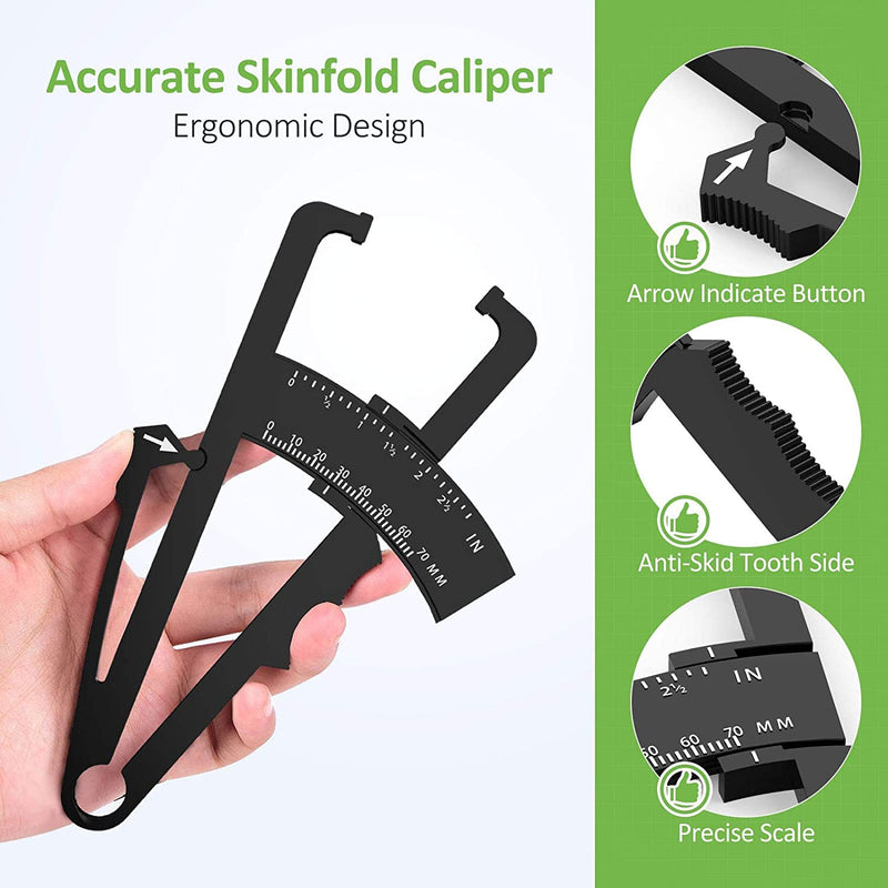 Body Fat Calipers, Fat Measure Clipper Combo with Body Fat Percentage Measure Chart, Body Fat Measurement Tool Accurately Measuring Body Fat for Men and Women - NewNest Australia