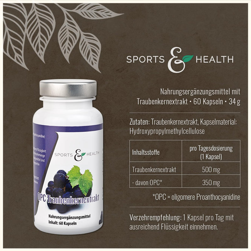 OPC capsules very high dosage with certificate with 500 mg grape seed extract and 350 mg pure OPC Pro vegan capsule as a 2 month supply 60 pieces (pack of 1) - NewNest Australia