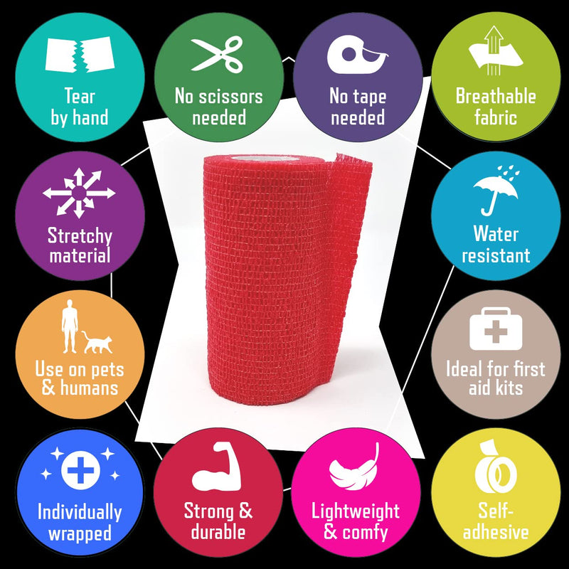 Inksafe Self Adhesive Cohesive Bandages Adhesive Bandage in Assorted Colors 10cm x 4.5m Box of 12 - NewNest Australia