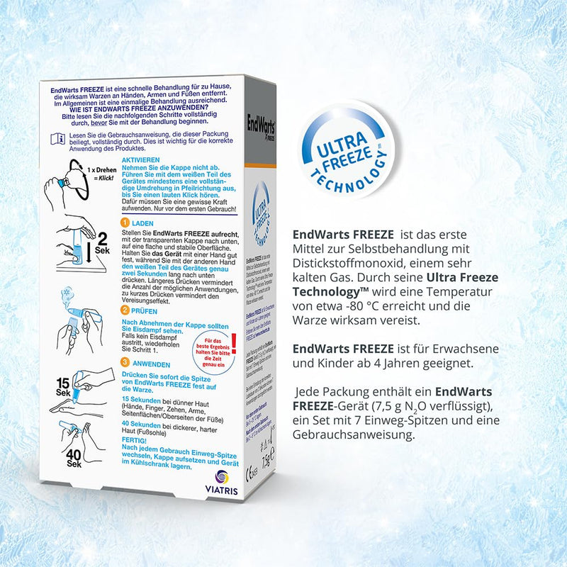 EndWarts FREEZE: Treat warts & plantar warts, icing agent for treating stalked warts on hands, arms & feet, 7 disposable tips - NewNest Australia