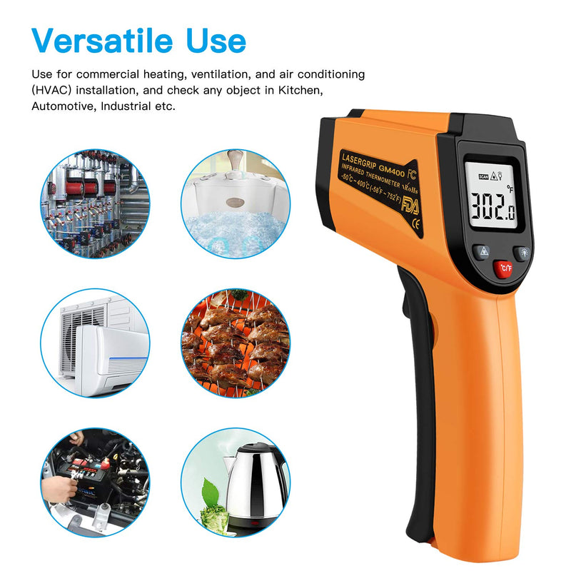 Kitchen Infrared Thermometer, -50°C to 400°C(-58°F to 752°F) Digital Laser Infrared Thermometer Gun with LCD Display - NewNest Australia
