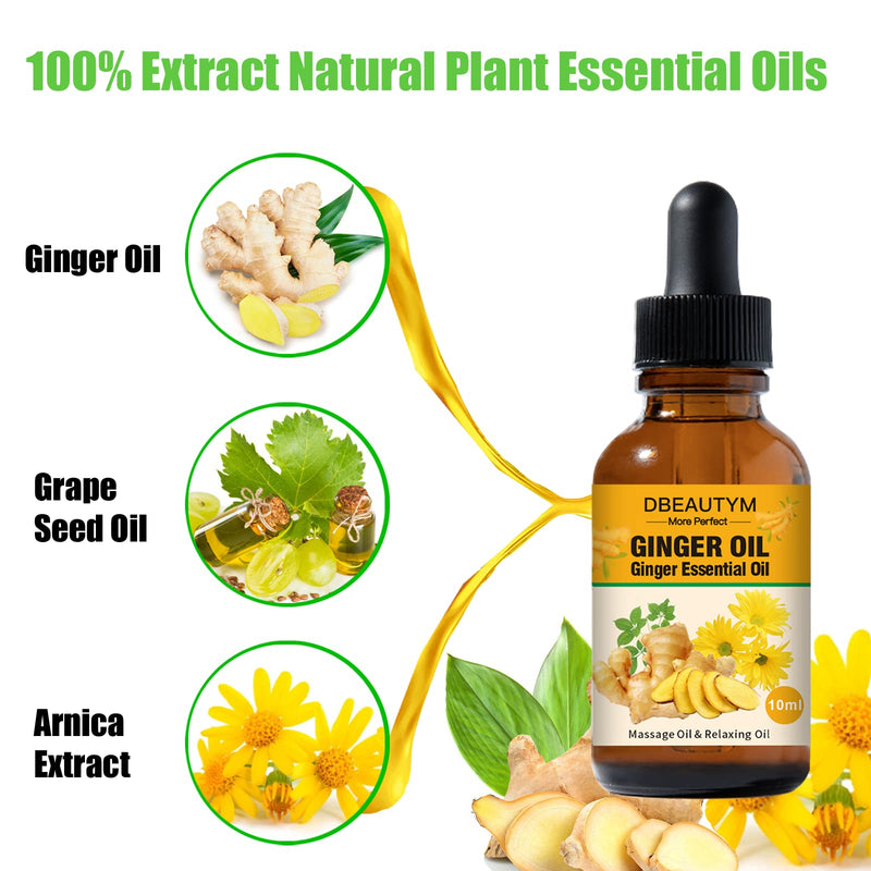 12 Pack Ginger Oil Lymphatic Drainage Massage Oil, Vitamin E Oil For Skin, Belly Lymphatic Drainage Ginger Oil -Arnica Ginger Oil for Lymphatic Drainage,Warming Sore Muscle Massage Oil Plant Aroma Oil - NewNest Australia
