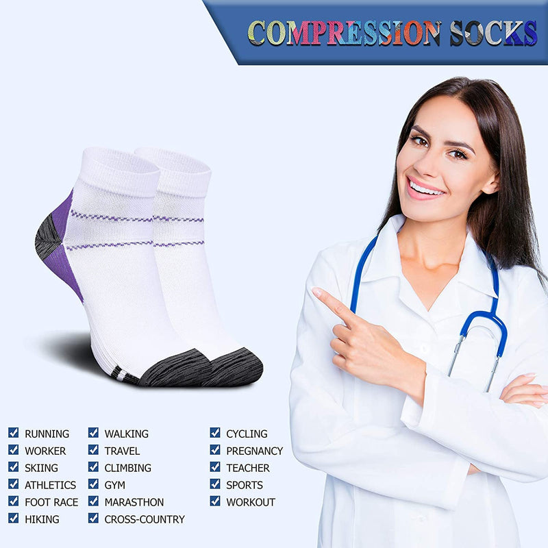 Compression Socks for Men & Women（7 Pairs）Plantar Fasciitis Socks for Pain Relief, Ankle Support & Foot Health Reduces Swelling & Heel Spur Pain, Recovery S-M MIX - NewNest Australia