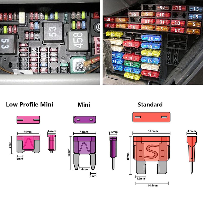 282 Pieces Car Fuses Assortment Kit - Blade Fuses Automotive - Standard & Mini & Low Profile Mini Size (2A/5A/7.5A/10A/15A/ 20A/30A/40AMP/ATC/ATO) Replacement Fuses for Marine, Auto, RV, Boat, Truck - NewNest Australia