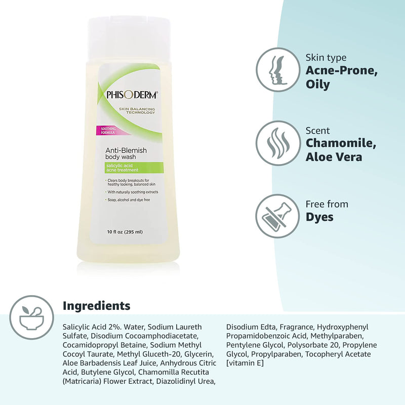 pHisoderm Anti-Blemish Body Wash for Acne, 10 fl oz Bottle - NewNest Australia