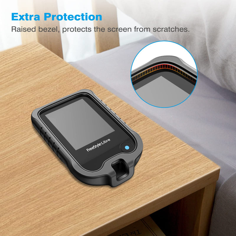 MEDMAX Silicone Case for Freestyle Libre 2 / Libre Reader, Lightweight Shockproof Anti Slip Protective Cover Soft Gel Skin with Raised Bevel for Freestyle Libre 2 & Libre (Black) Black - NewNest Australia