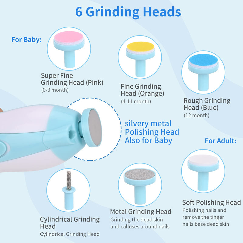 Baby Nail Clipper,Electric Baby Nail Trimmer,Toes Fingernails Care Trimmer with LED Light for Newborn,Kids and Adults(Blue) - NewNest Australia