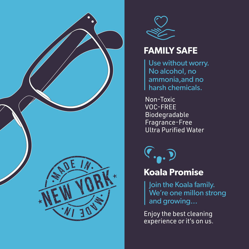 Koala Eyeglass Lens Cleaner Spray Kit | American Made | 2 Ounces + 1 Koala Cloth | Streak and Alcohol Free | Carefully Engineered Glasses Cleaner | Safe for All Lenses 2 Piece Set - NewNest Australia