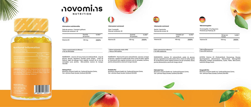 Vitamin D Gummies - High Strength 4000 IU Adult Vitamin D3 Gummies - Chewable Gummy Vitamins - Vegetarian - Gluten Free - Vitamin D Gummies by Novomins - NewNest Australia