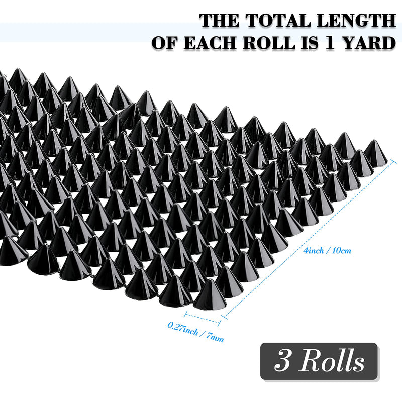 3 Yards Sew Stitch On Spike Stud Cone Flatback Spike Studs Rivets DIY Punk Trim Bead for Clothing, Wedding, Performance, Arts and Crafts Decoration (Black) Black - NewNest Australia