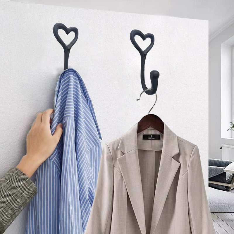 NewNest Australia - 4 Black Heart Coat Hooks 