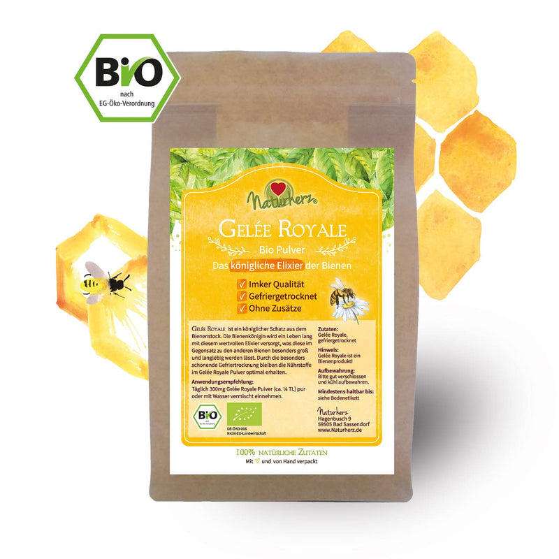 Organic Royal Jelly Powder | 100% freeze-dried jelly in proven Naturherz quality from organic beekeepers (50g) - NewNest Australia
