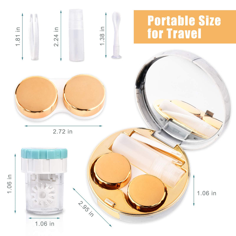 Contact Lens Travel Kit with Cleaner Washer, Portable Contact Box with Mirror Tweezers Remover Tool Solution Bottle for Daily Outdoor (Golden) Golden - NewNest Australia