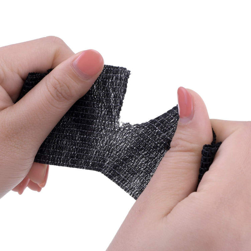 12 Pieces Self Adhesive Bandage Wrap Tape Stretch Self Adherent Cohesive Toe Tape for Sports, Wrist, Ankle, 5 Yards Each (Black, 2 Inches) Black 12 Count (Pack of 1) - NewNest Australia