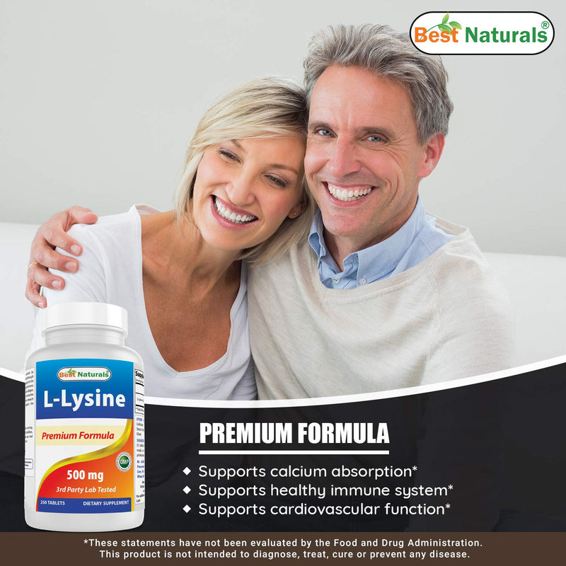 Best Naturals L-Lysine 500 mg 250 Tablets 250 Count (Pack of 1) - NewNest Australia