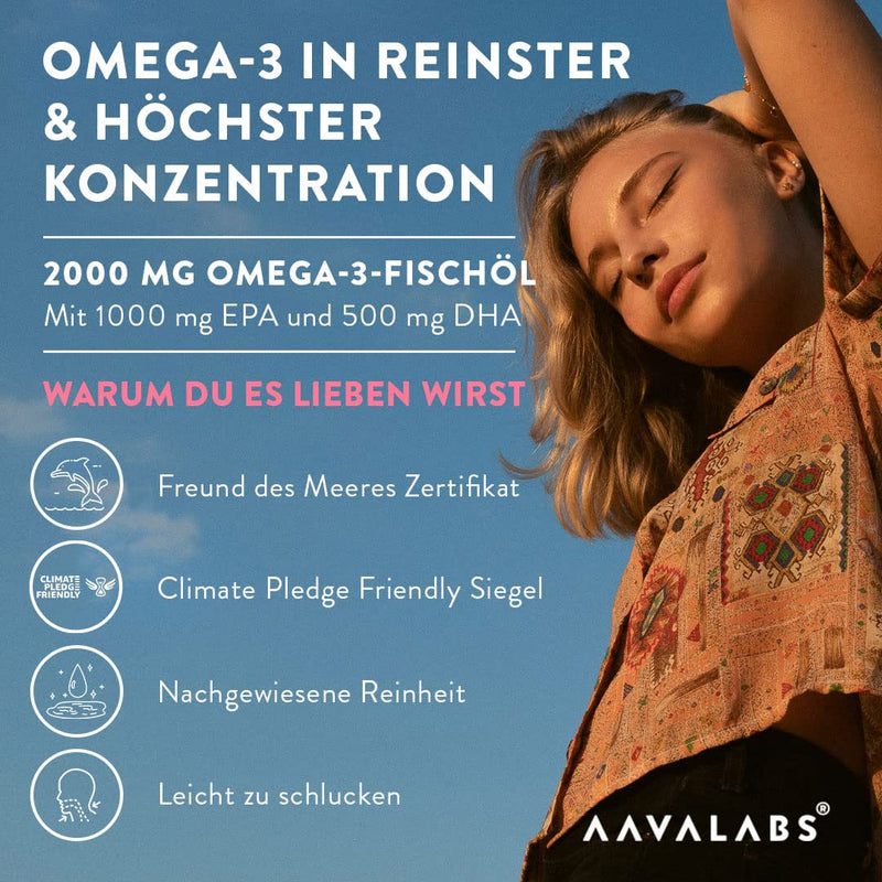 Omega 3 Fish Oil, 2000 Mg, From Aava Labs, High Starch, Molecularly Distilled For The Ultimate In Purity And Freshness, 800 Mg Epa And 400 Mg Dha Per Daily Dose, Gm And Gluten Free, 120 Capsules - NewNest Australia