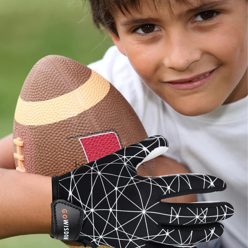 GOWISDOM Youth Football Gloves, High Silicone Grip Receiver Gloves for Kids, Youth Sports Football Gloves for Boys Girls M/L(6-6.5 inch) - NewNest Australia