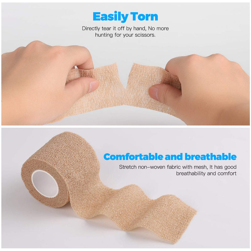 Bandage Wrap Self Adhesive Bandage Wrap Breathable Cohesive Bandage Wrap Rolls Athletic Elastic Self Adherent Wrap for Sports Injury ,Wrist, Ankle Sprains (Beige, 3 Inch (Pack of 8)) Beige 3 Inch (Pack of 8) - NewNest Australia