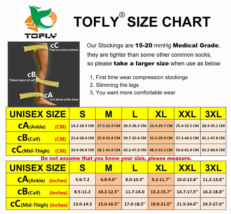 TOFLY® Thigh High Compression Stocking Footless, 15-20mmHg & 20-30mmHg Compression Socks with Silicone Band, Varicose Veins 3X-Large 15-20mmhg Beige - NewNest Australia