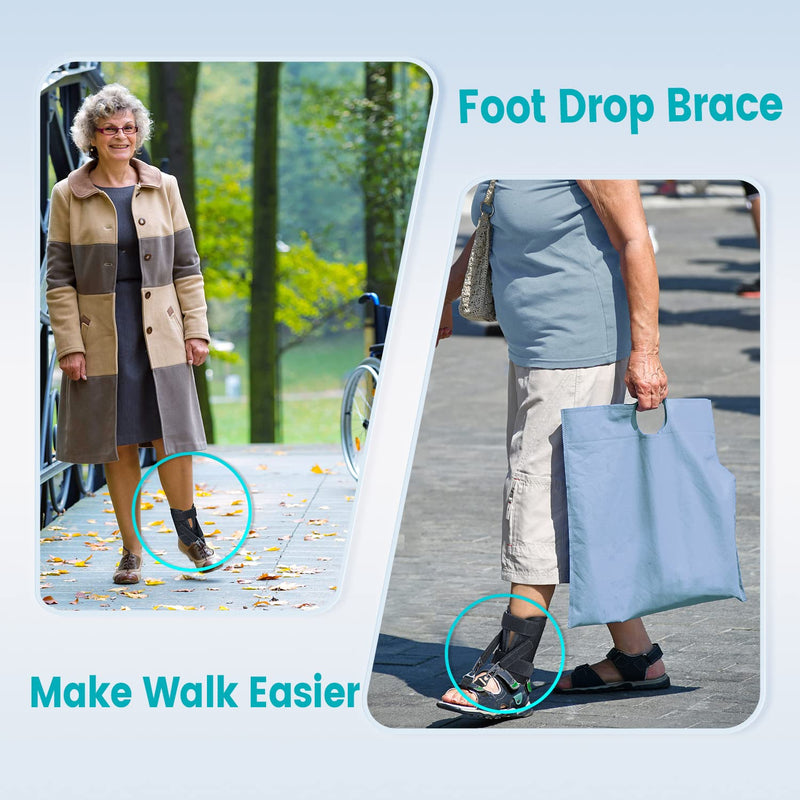 Foot Lift Rail For Foot Lifter Weakness, Foot Lift Orthosis For Walking With Shoes, Suitable For Left And Right, Adjustable Foot Drop Support With 2 Metal Hooks For Lifting Shoes - L/Xl - NewNest Australia