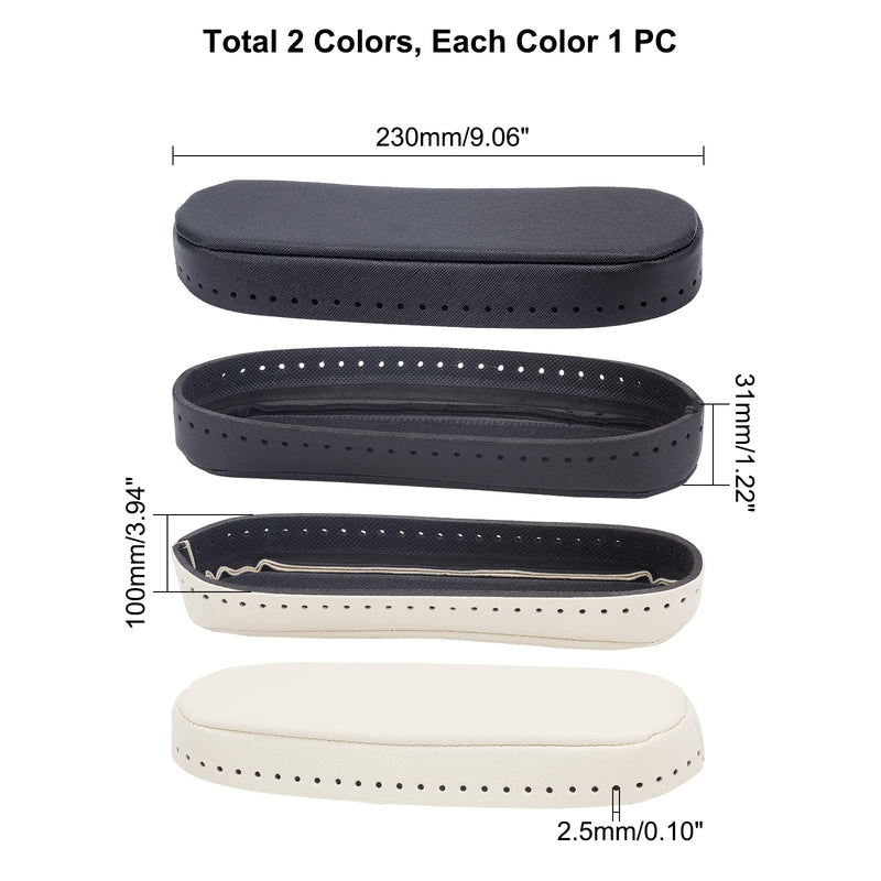 PH PandaHall 2pcs 3D Knitting Crochet Bag Shaper Pad 9x3.9" Boat Shape PU Leather Bag Bottom 2 Colors Black/Beige Bags Insert Cushion Base with Holes for Pet Shopping Weaving Tote Bag, 2.5mm Hole - NewNest Australia