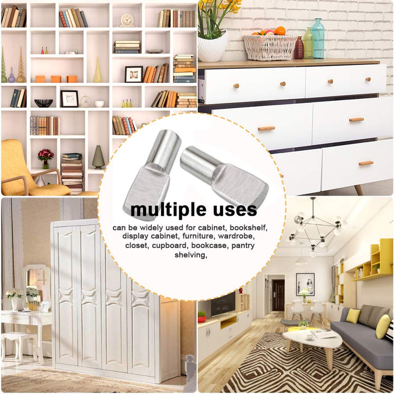 100 Packs Shelf Pins, FANDAMEI Metal Nickel Support Pegs Spoon Shaped Cabinet Support Pins Holder (5mm) - NewNest Australia