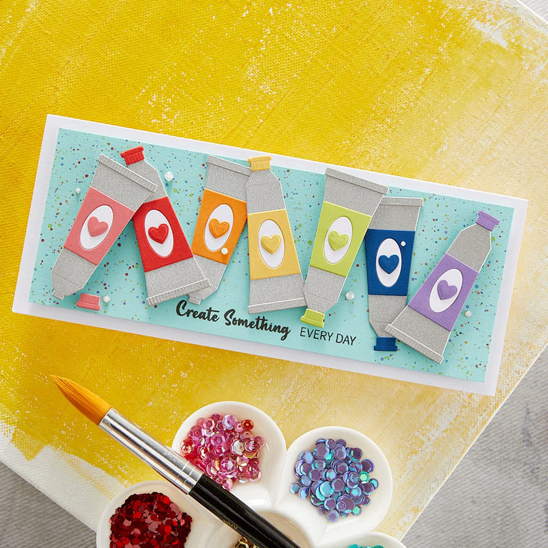Spellbinders Painter's Palette Dies from The Paint Your World Collection by Vicky Papaioannou Etched Die Template, Bronze 48 Count - NewNest Australia