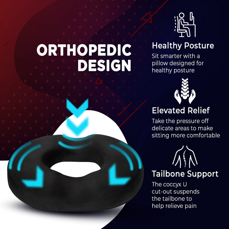 Donut Pillow Seat Cushion Orthopedic Design| Tailbone & Coccyx Memory Foam Pillow | Pain Relief for Hemorrhoid, Pregnancy Post Natal, Surgery, Sciatica and Relieves Tailbone Pressure by Pillow Palace. - NewNest Australia