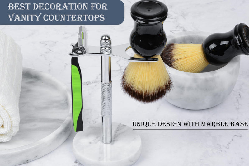 GMYIAK Razor and brush stand, razor holder with marble base is more stable, the base does not rust and the fitted protective distance protects your worktop, a gift (white). - NewNest Australia