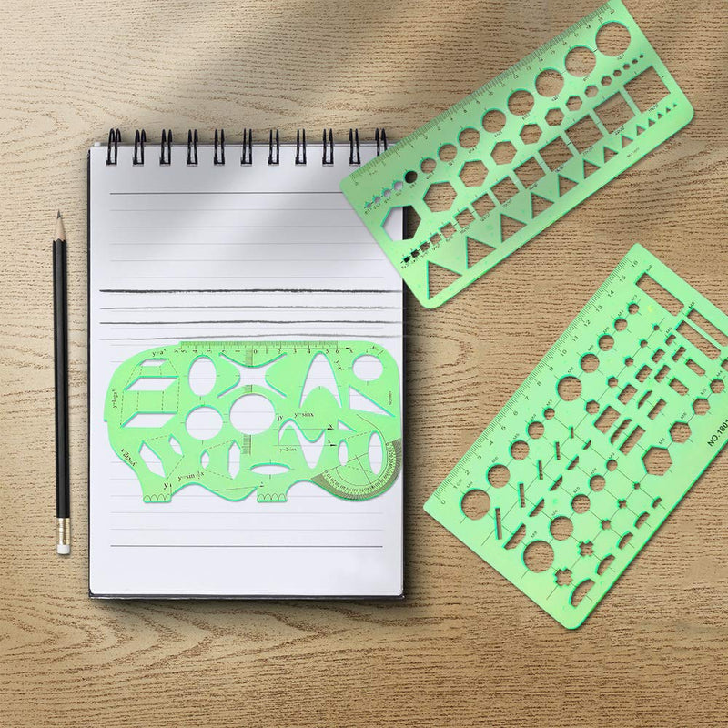 Geometric Drawings Templates Measuring Geometry Rulers 15 Pcs with 1 Pack File Bag for Design School Studying Office Building - NewNest Australia
