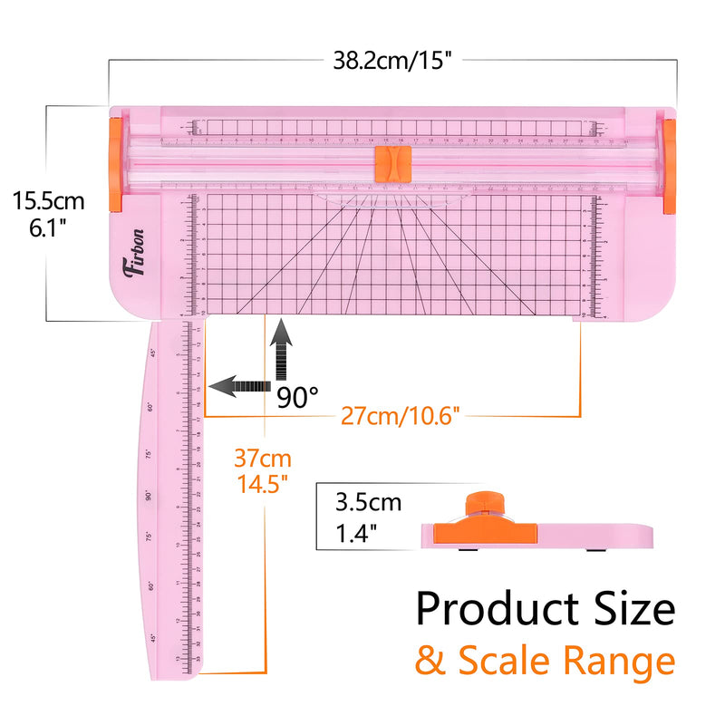 Firbon A4 Paper Cutter 12 Inch Titanium Straight Paper Trimmer with Side Ruler for Scrapbooking Craft, Paper, Coupon, Label, Cardstock(Pink) Pink - NewNest Australia
