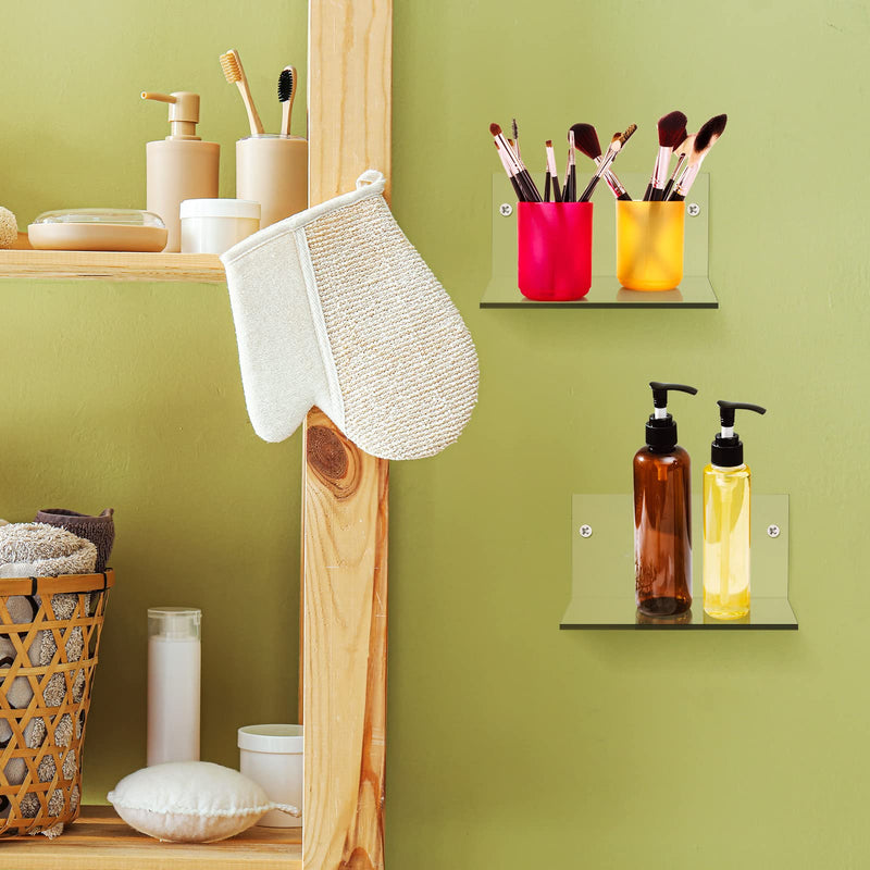 10 Pieces Small Adhesive Wall Shelves Wall Acrylic Display Shelf Mini Clear Floating Shelves Decorative Display Shelf Acrylic Wall Display for Space Save Room Bedroom Living Room Bathroom Office - NewNest Australia