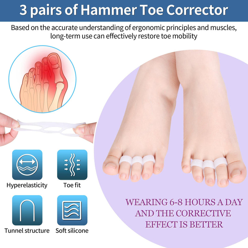 DYKOOK 6 PCS Hammer Toe Straightener | Hammer Toe Corrector | Hammer Toe Gels | 3 Loop Design Pinky Toes Joint Realign | Crooked,Curled,Overlapping Straightener | Gel Crests Splints Cushion,Support - NewNest Australia