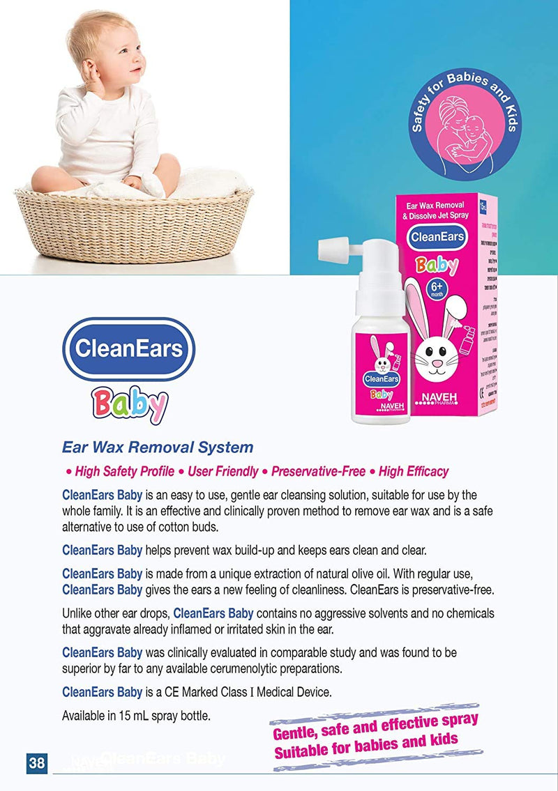 Naveh Pharma CleanEars Baby Ear Wax Removal Kit Spray Ear Wax Softener Cleaner Ear Irrigation and Wax Dissolution – All-Natural Patented Formula – Nonirritant – for Kids and Adults (15 ML) 15 ml (Pack of 1) - NewNest Australia