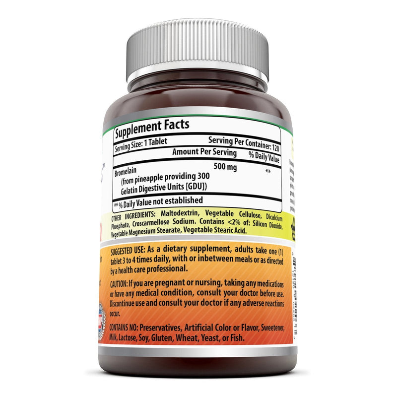 Amazing Formulas Bromelain - 500 Mg 120 Tablets (Non GMO,Gluten Free), Proteolytic Enzymes - Supports Dijestion of Proteins - Anti-Inflammatory Properties - Supports Nutrient Absorption* 120 Count (Pack of 1) - NewNest Australia