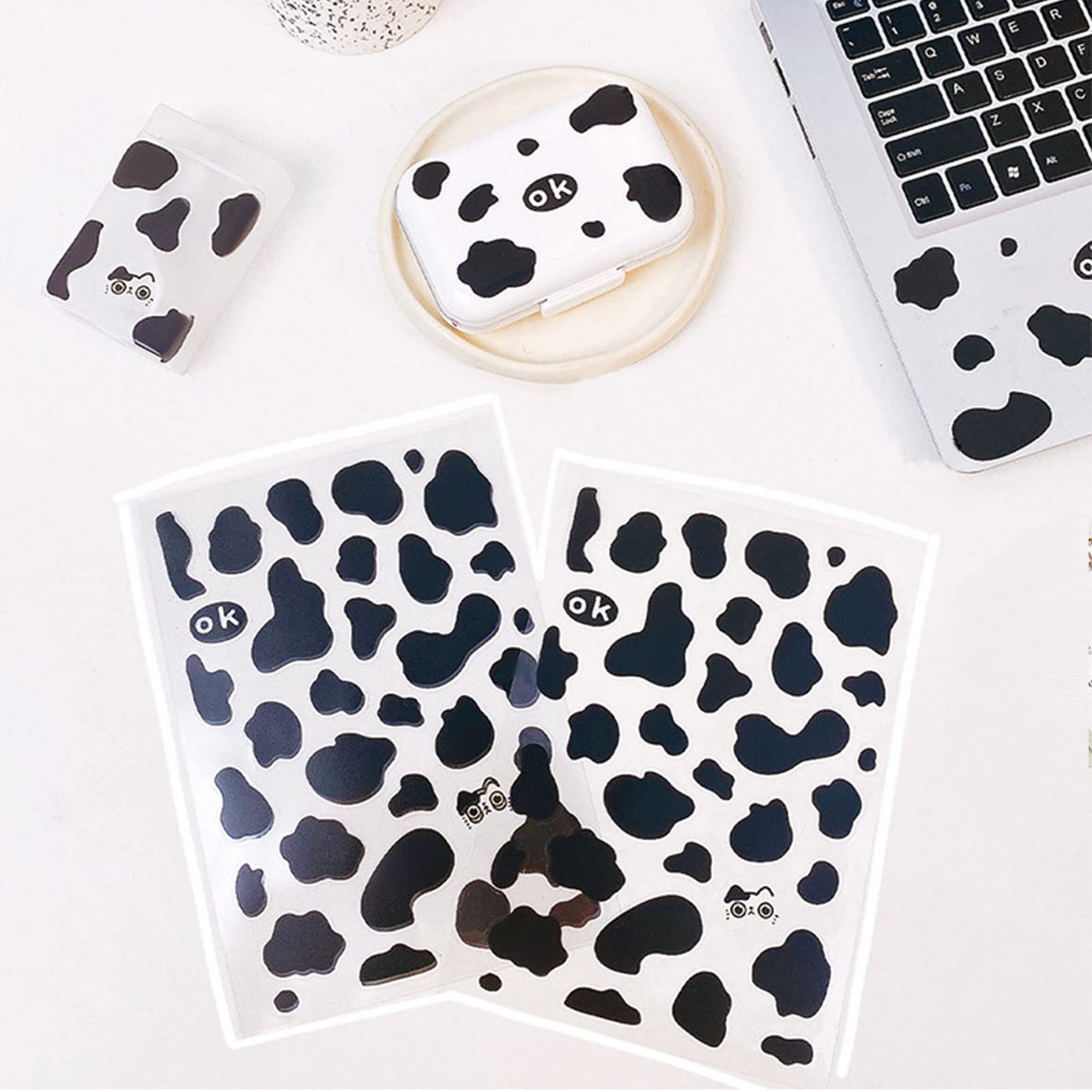 12 Sheets Small Cow Print Sticker Black Spot Vinyl Decal Sticker Cow  Patches Waterproof DIY Decorative Stickers Crafts