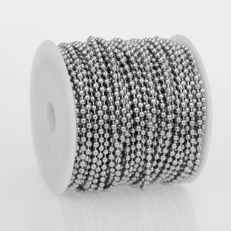 Stainless Steel Ball Bead Chain [1.5mm/50Feet] Chains Spool with 30 PCS Connectors for Jewelry Making 1.5MM - NewNest Australia