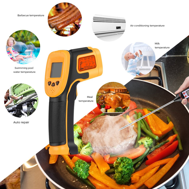 NewNest Australia - Infrared Thermometer, Digital IR Laser Thermometer Temperature Gun -26°F~1022°F (-32°C～550°C) Temperature Probe Cooking/Air/Refrigerator - Meat Thermometer Included -Non Body Thermometer 