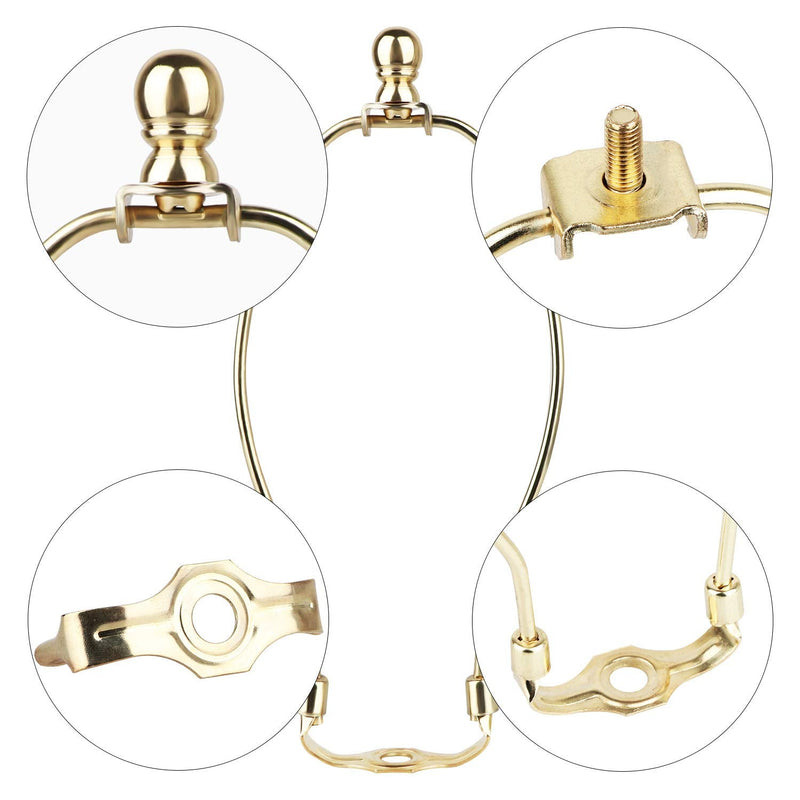 8 Inch Lamp Harp Holder, DIY Lighting Accessories with Saddle and Solid Metal Finial Horn Frame Lampshade Bracket for Table/Floor Lamps Fitting (Gold - 2Pcs) Gold 8inch - 2Pcs - NewNest Australia