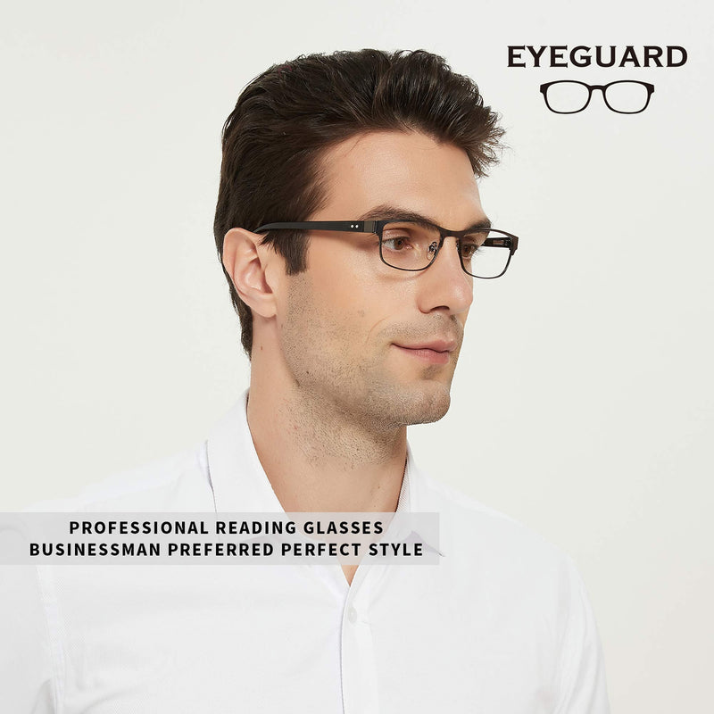 EYEGUARD Men's Rectangular Lightweight Metal Reading Glasses (Grey, 2.00) Gray 2.0 x - NewNest Australia