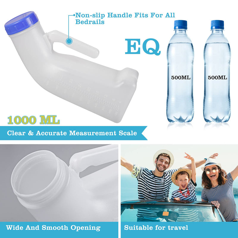 Unisex Urinals, Plastic Urine Bottles for Men and Women, SpillProof Screw Cap Lid, Portable Toilet Urinals Ideal for Car Travel Outdoor 2x Urinal - White and Blue - NewNest Australia