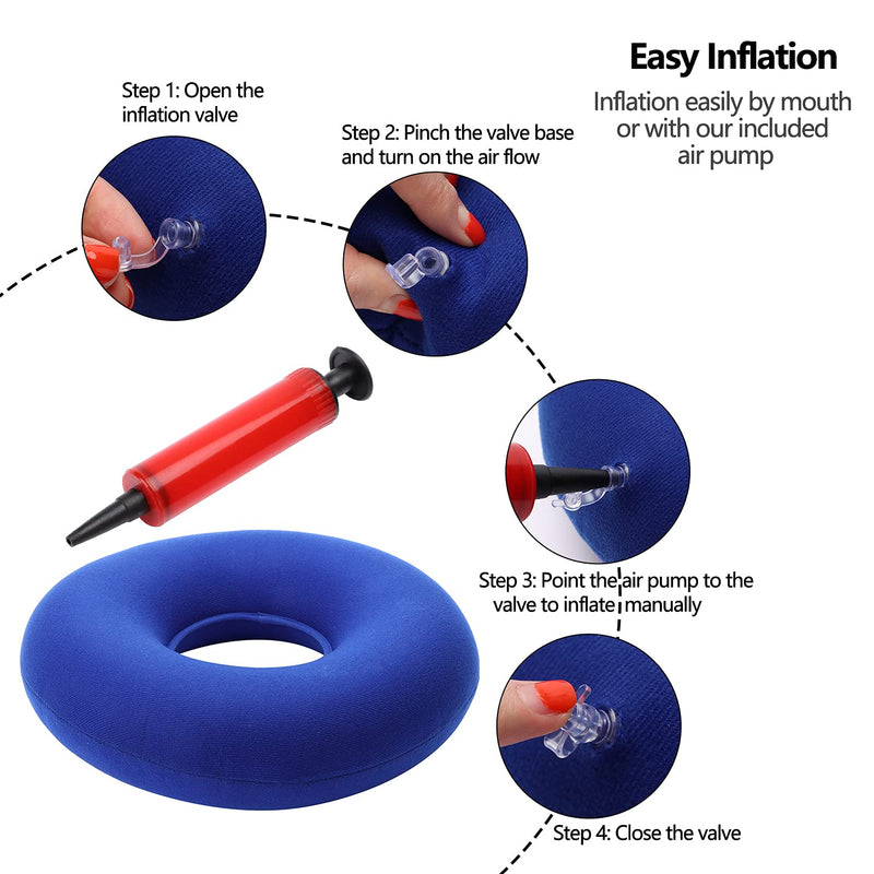 Genenic Portable Doughnut Cushion Hemorrhoid Pillow Cushion Used to Prevent Bedsores and Relieve Pain in the Tail Bone Round Inflatable Anti-pressure Cushion, Including Air Pump (Red) Red - NewNest Australia