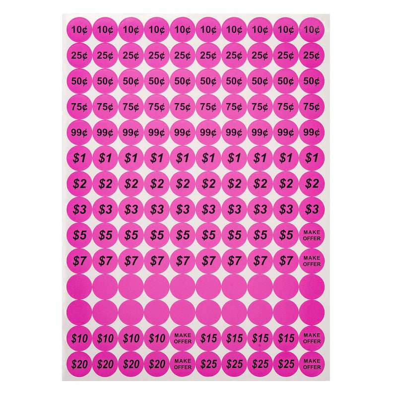 Anronal 2520 Count Garage Sale Pricing Stickers Removable Yard Sale Labels with Prices, 3/4" Round Preprinted Pricing Labels Price Stickers (Pink) Pink - NewNest Australia