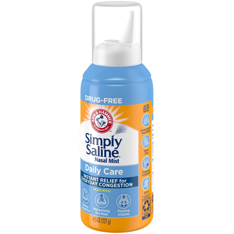 ARM & HAMMER Simply Saline Nasal Care Daily Mist 4.5oz – Instant Relief for Every Day Congestion – One 4.5oz Bottle 4.5 Fl Oz (Pack of 1) - NewNest Australia