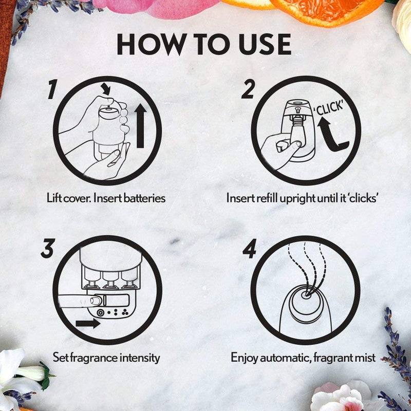 Airwick Essential Mist Refills, Essential Oil Diffuser Air Freshener Refills for Aromatherapy, Balancing Peony & Jasmine, Multipack of 6 x 45 days, Lasts Total Upto 135 days - NewNest Australia