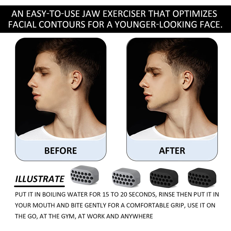 NINVVS 4 PCS jaw Muscle Trainer, Face, Neck Chewing Tool, Double Chin Exercise, Facelift, Jaw Shaper, Face Trainer for Men, Women. black, gray - NewNest Australia