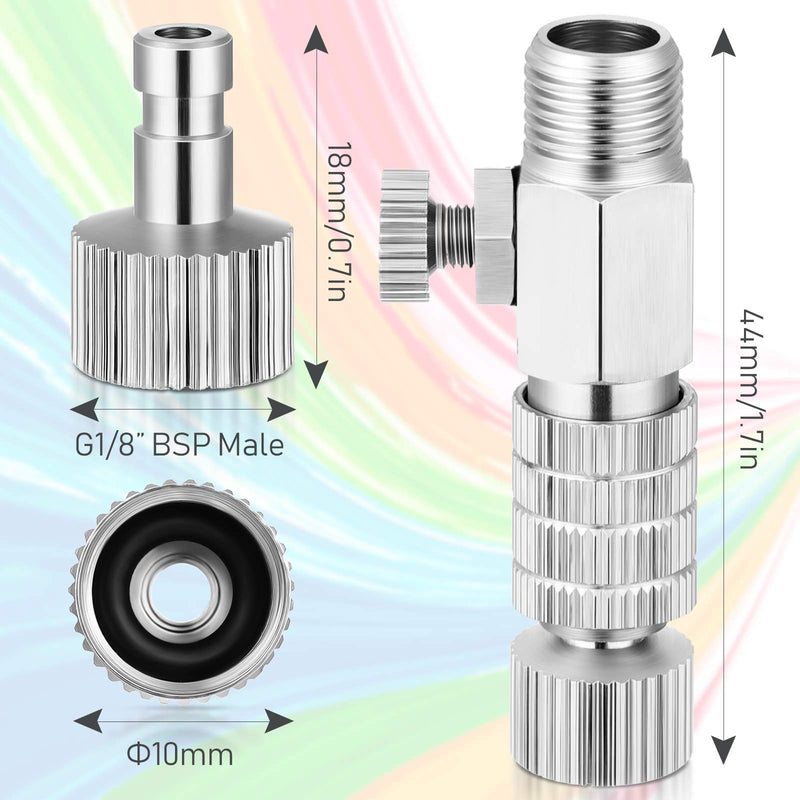 Airbrush Quick Release Coupling Adapter Kit Spray Gun Disconnect Adapter Set with 1/8 Inch 5 Male and Female Connectors and 1/8 Inch BSP Male and Female Connection with Adjustable Control Valve - NewNest Australia